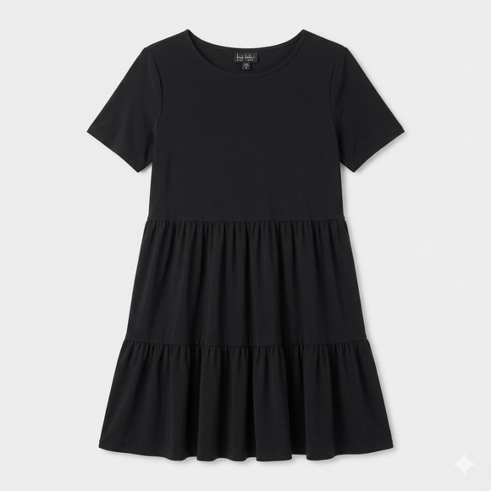 Nicole Miller NY Black Tiered Mini Dress Size S